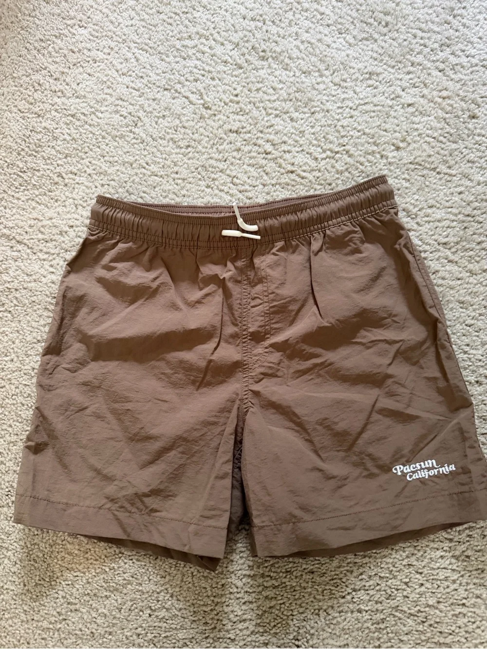 PacSun Kids' Brown Elastic-Waist Swim Trunks large new no tag